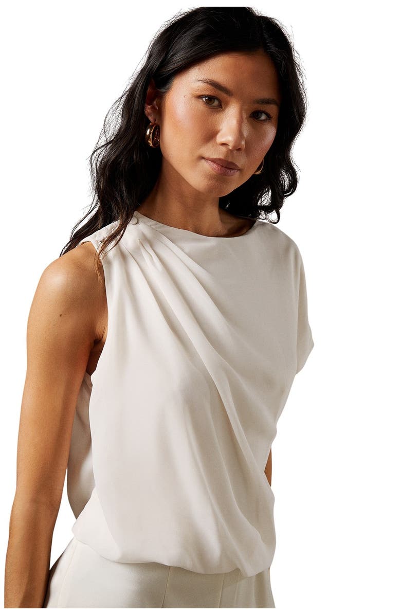 Warehouse One Shoulder Drape Jumpsuit, Alternate, color, Cream