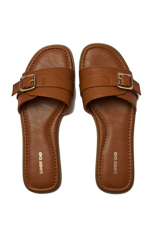 Lands' End Sunshine Slide Sandals In Cognac