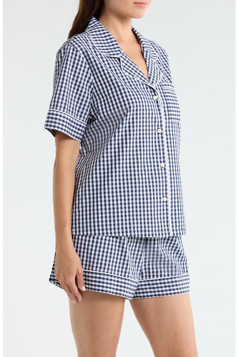 Classic Short Cotton Pajamas, Alternate, color, NAVY PETITE GINGHAM