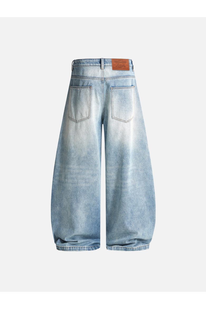 Seam Panel Baggy Barrel Jeans, Alternate, color, Blue