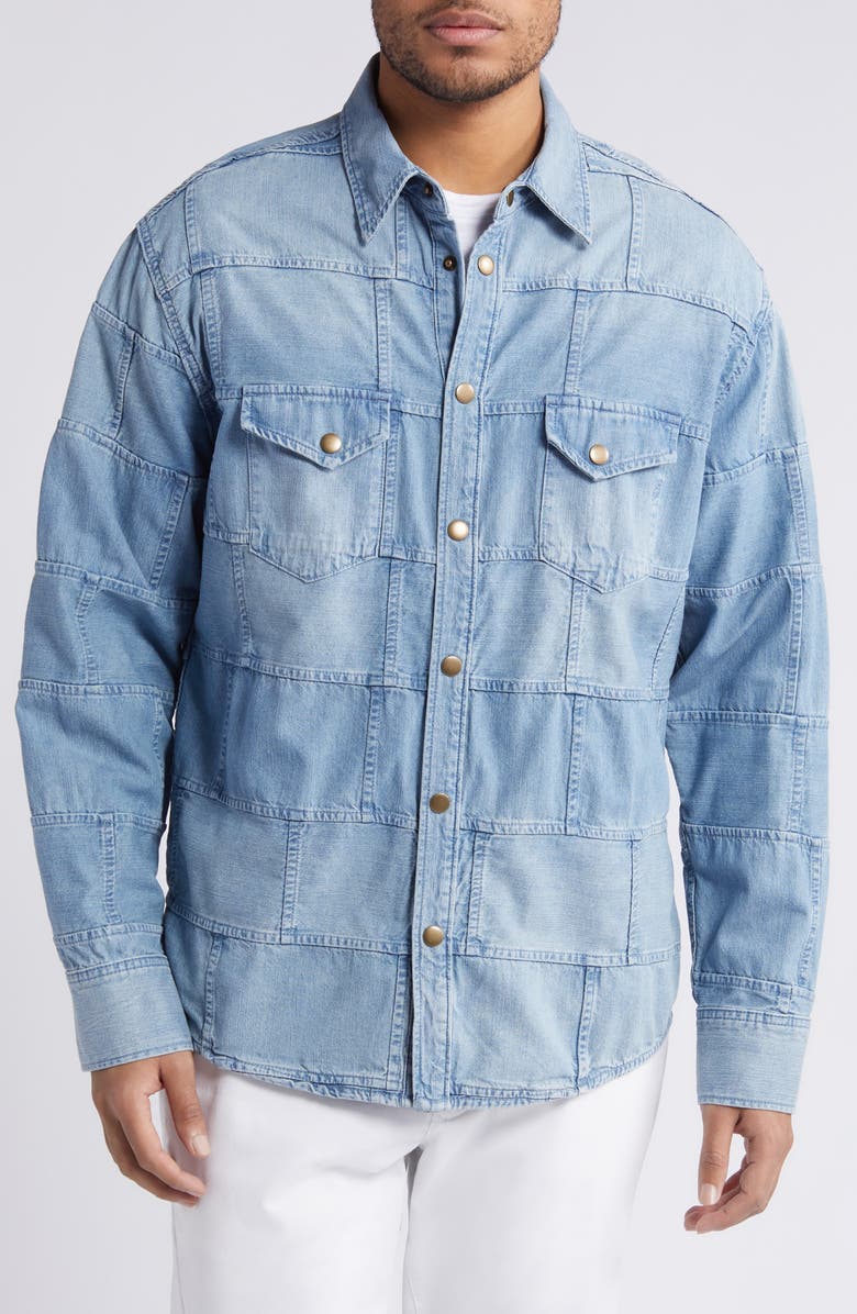 Billy Reid Patchwork Shoals Denim Overshirt, Alternate, color, 