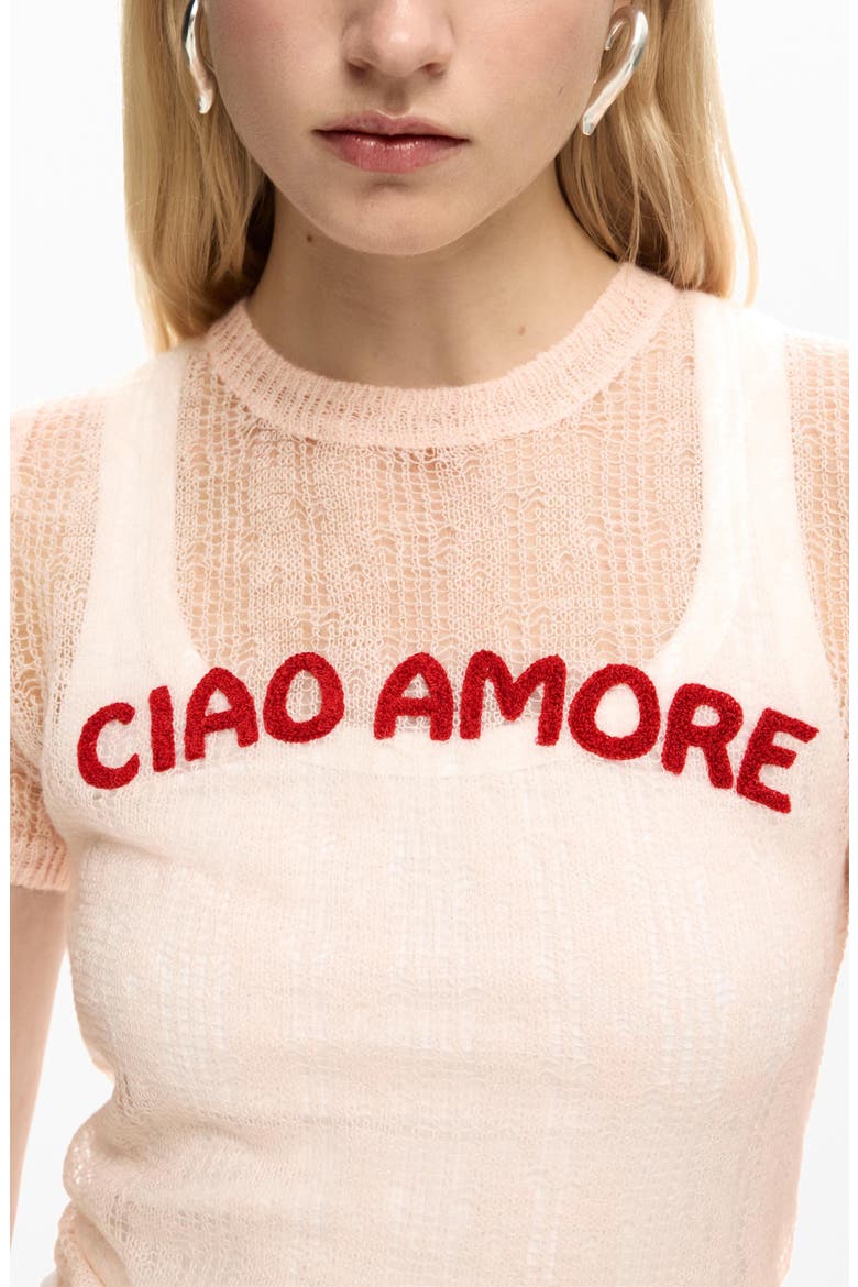 Ciao Amore Open Stitch T-Shirt, Alternate, color, MEDIUM BEIGE