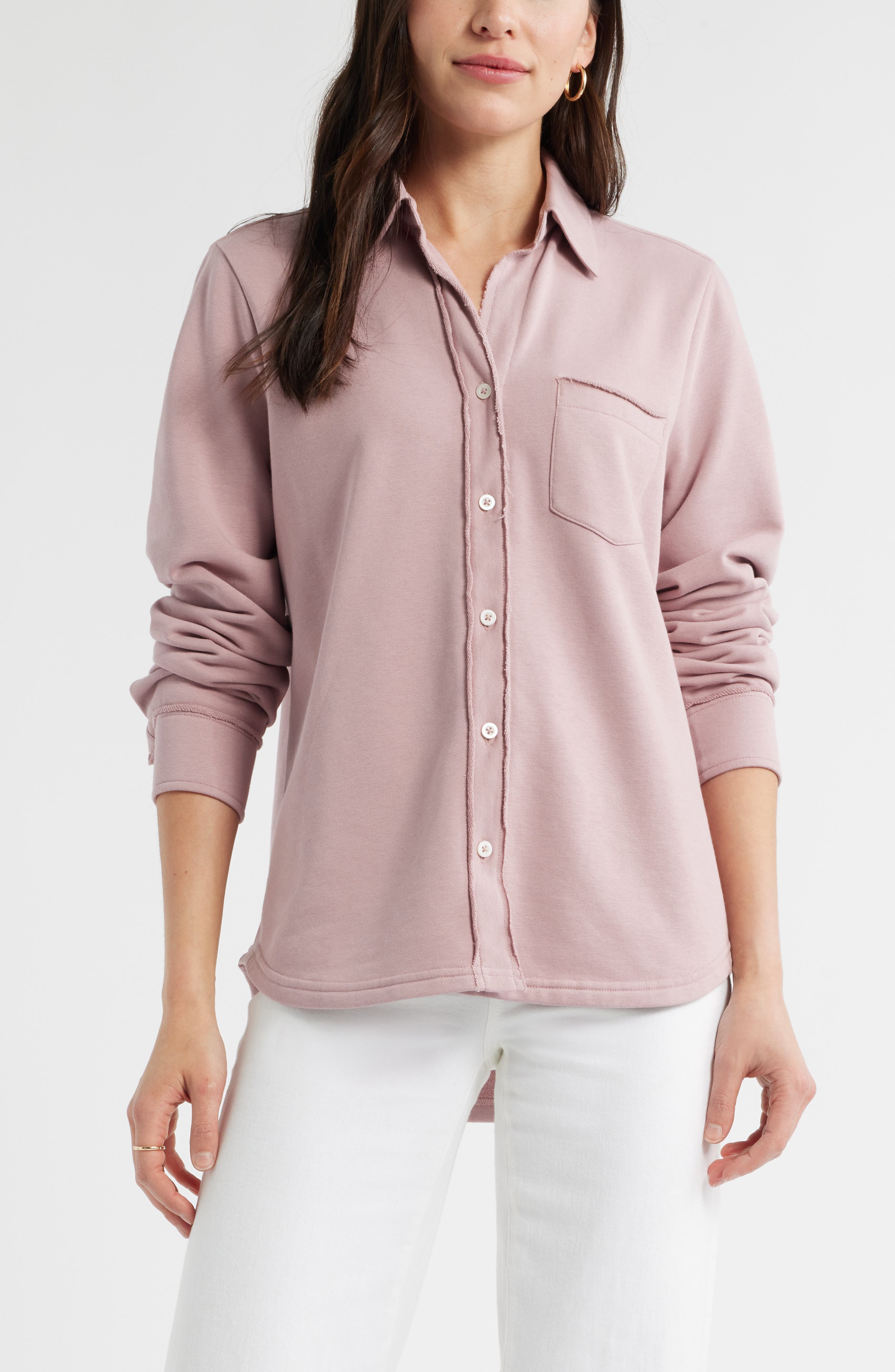 French Terry Button-Up Shirt