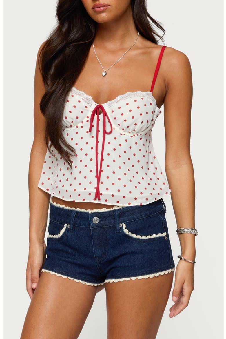 Contrast Dot Camisole, Main, color, CREAM-AND-RED
