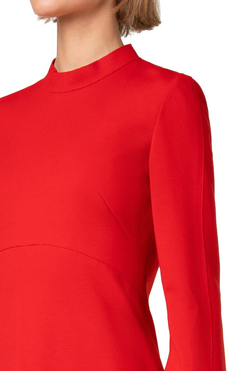 Akris punto Mock Neck Long Sleeve Signature Jersey A-Line Dress, Alternate, color, 