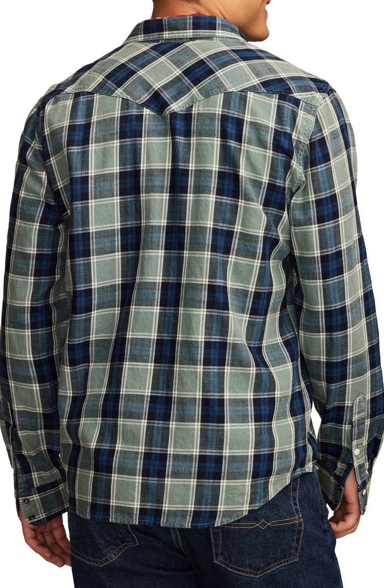 Lucky Brand Indigo Plaid Western Button-Up Shirt, Alternate, color, 