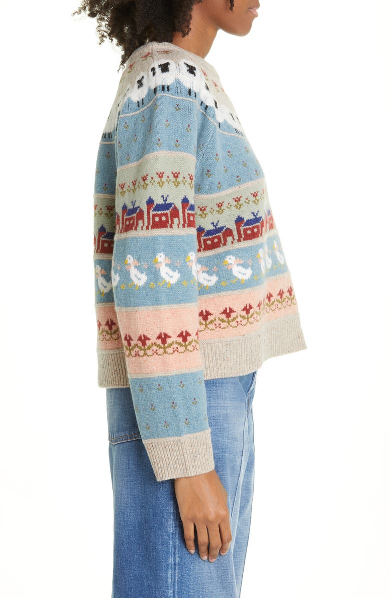 Sea Samira Sheep Pattern Merino Wool Sweater, Alternate, color,
