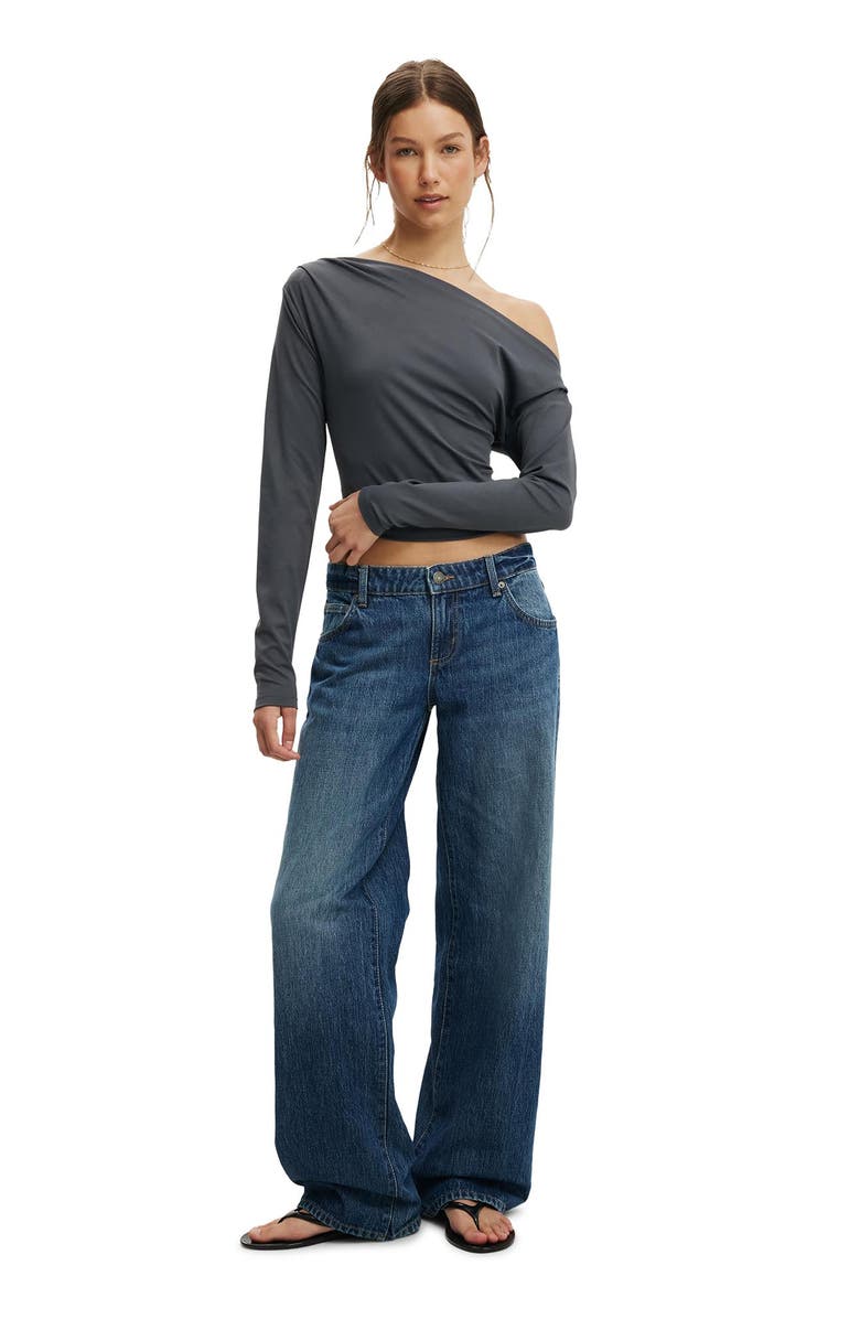 Cotton On Women's Georgie Off Shoulder Long Sleeve, Alternate, color, Moonlight Shadow