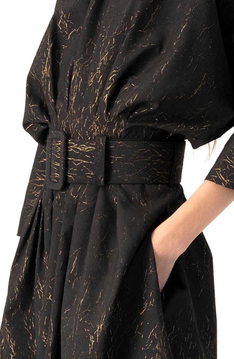 IVONNE Midi Dress with Belt, Alternate, color, Black