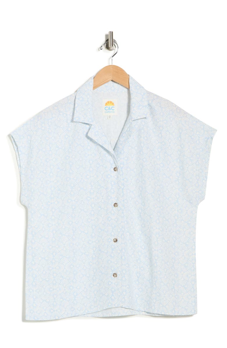 C & C California Clarita Linen All Over Print Shirt, Alternate, color, Skyway Shobori Fans