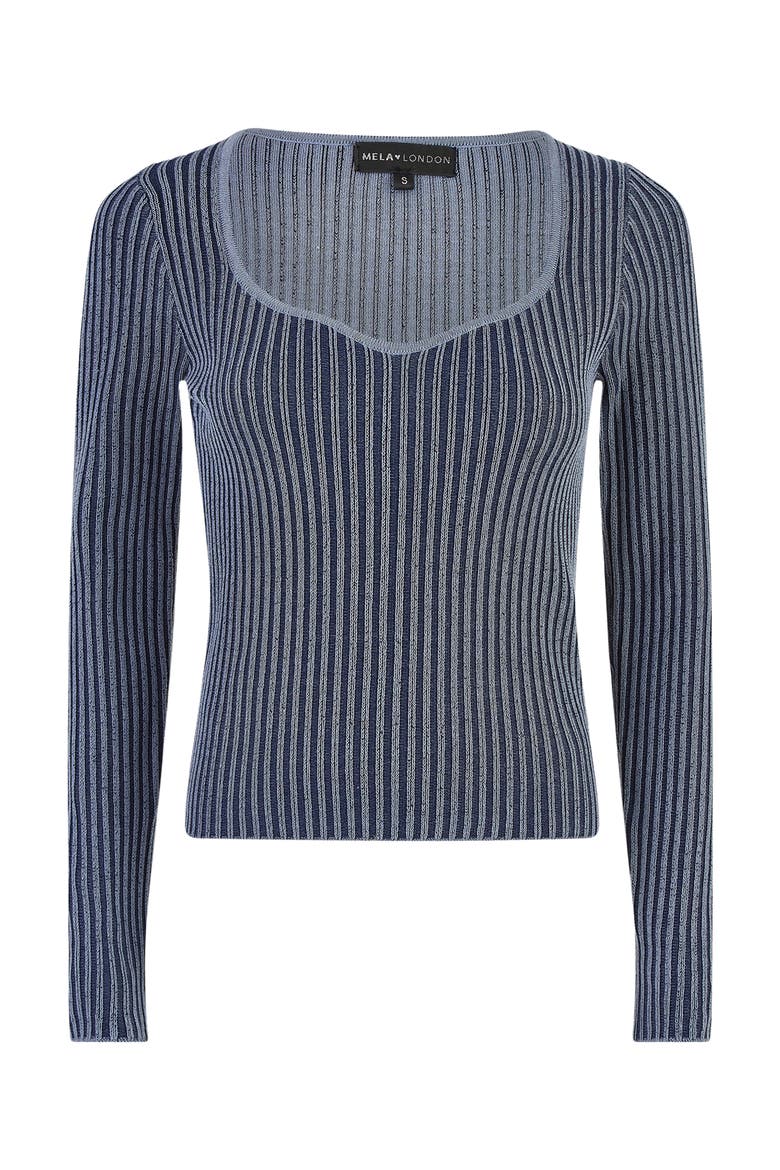 Sweetheart-Neck Fitted Ribbed Knit Top, Alternate, color, Blue