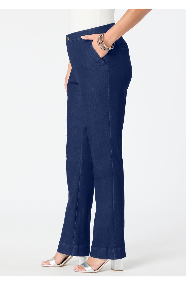 Roaman's Plus Size High-Rise Bootcut Denim Trouser, Alternate, color, Dark Wash