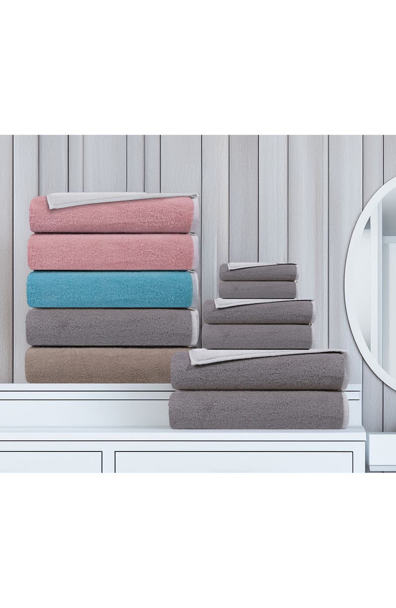 DePera Double Face 8-Piece Turkish Cotton Hand Towels, Alternate, color, Grey/White