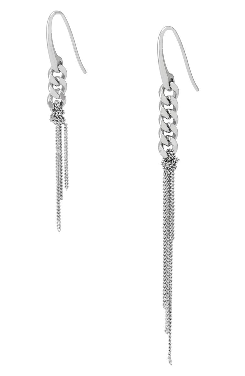 AllSaints Nia Drop Earrings, Main, color, Rhodium