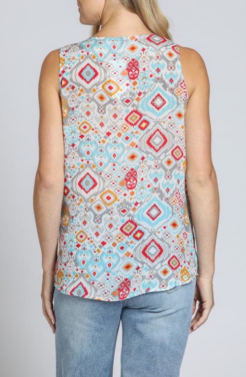 Apny Print V-neck Tank In Turquoise/red Multi