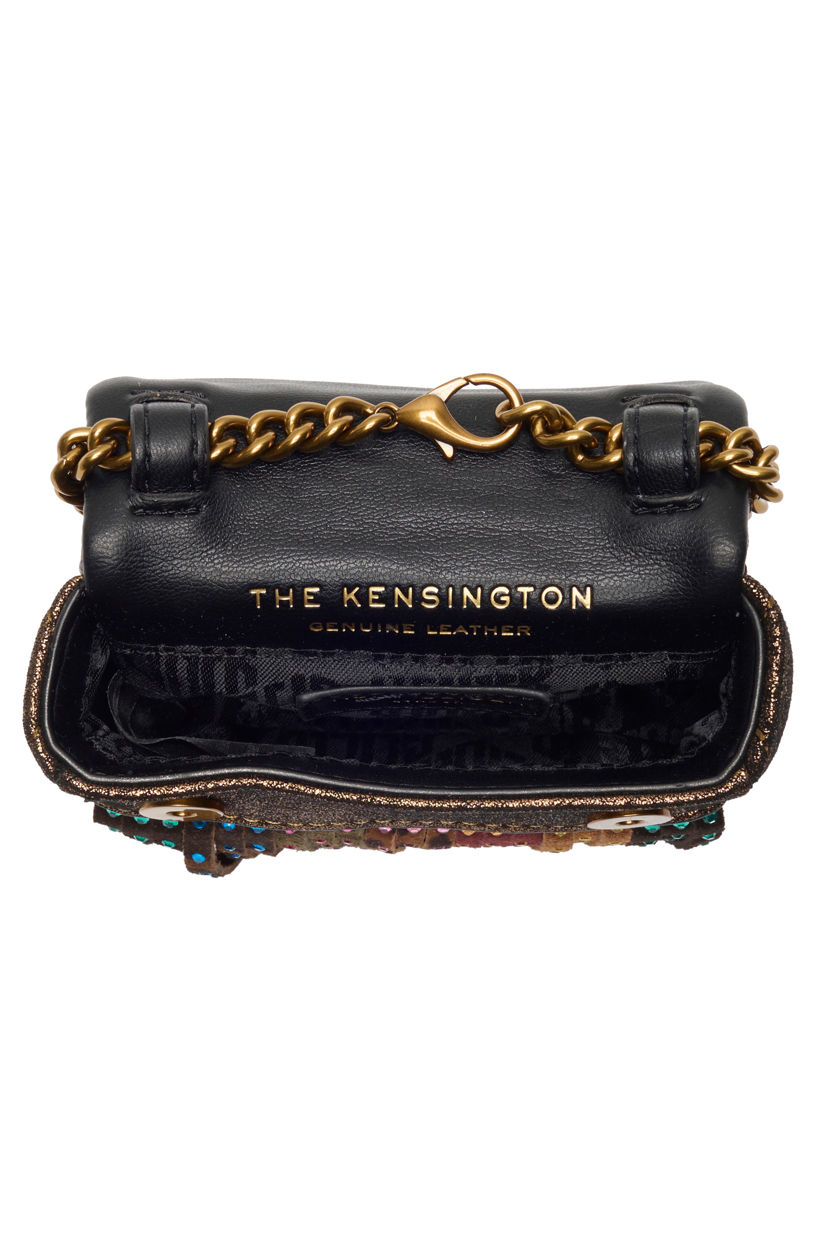 Kurt Geiger London Handle Micro Kensington Fringe Bag, Alternate, color, Brown