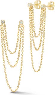 GLAZE JEWELRY Double Piercing Drop Chain Earrings