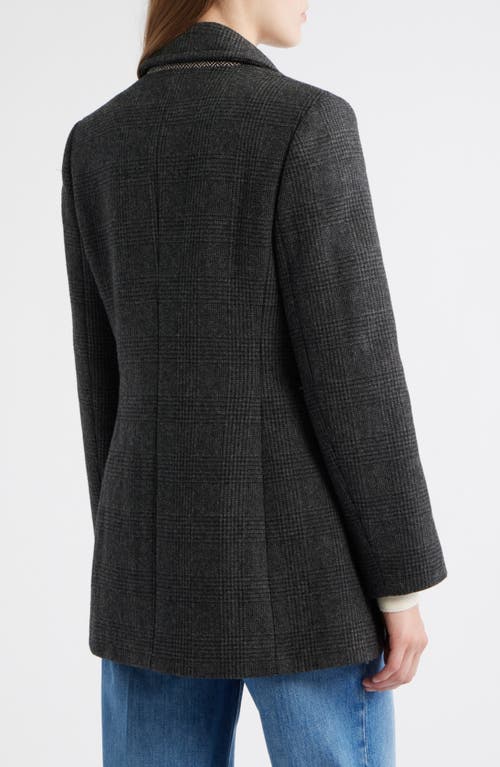 Sam Edelman Houndstooth Layered Wool Blend Coat In Black