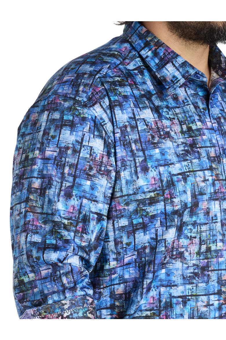 Big & Tall Multi Abstract Print Sport Shirt, Alternate, color, MULTI