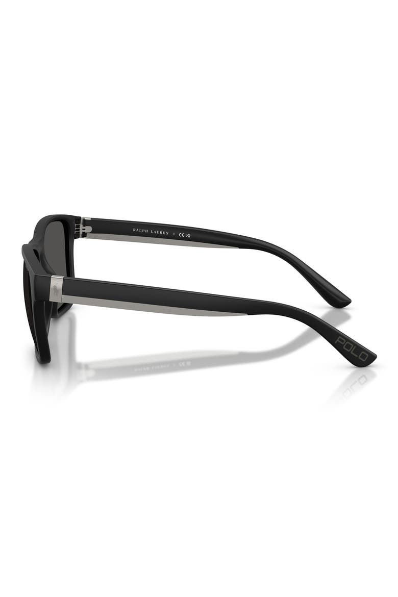 56mm Square Sunglasses, Alternate, color, MATTE BLACK / DARK GREY