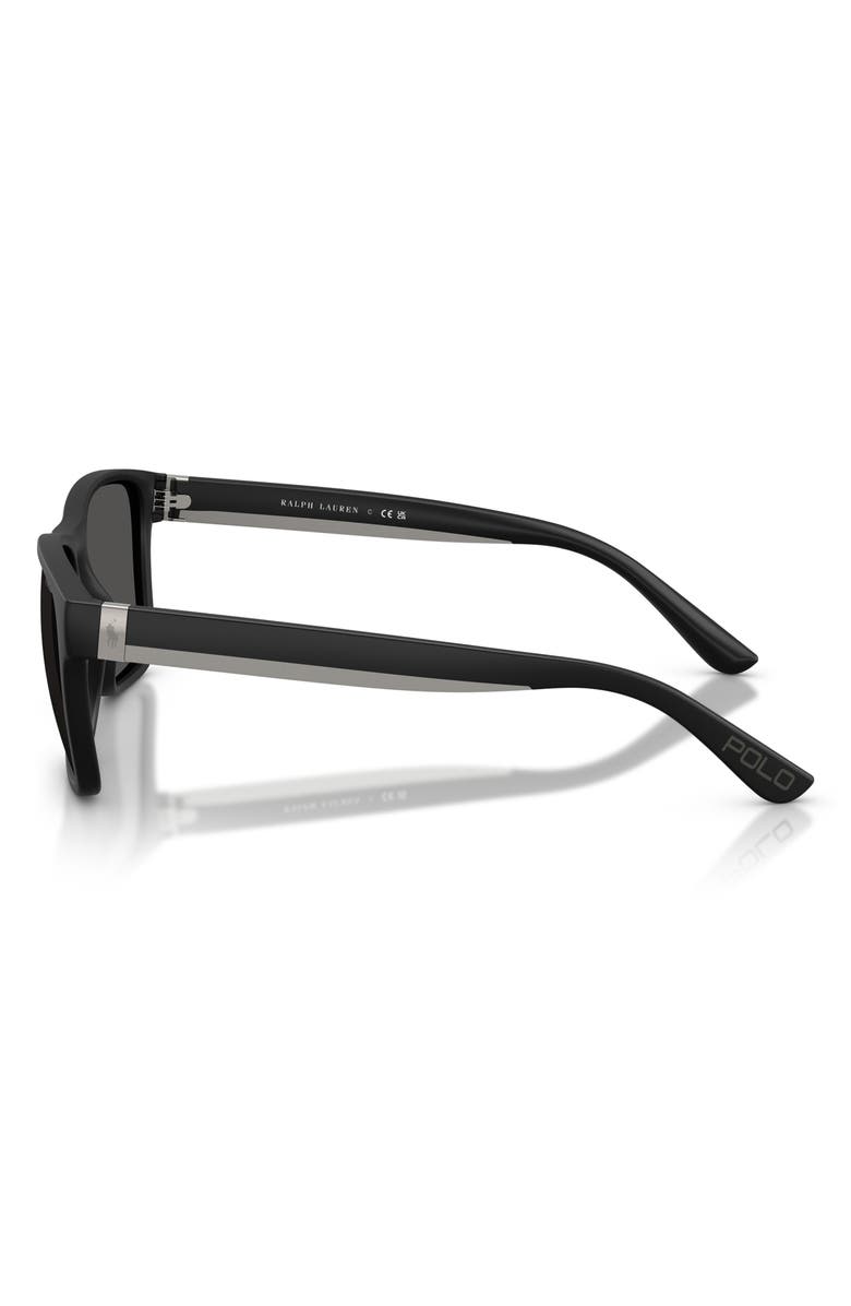 Polo Ralph Lauren 56mm Square Sunglasses, Alternate, color, Matte Black / Dark Grey