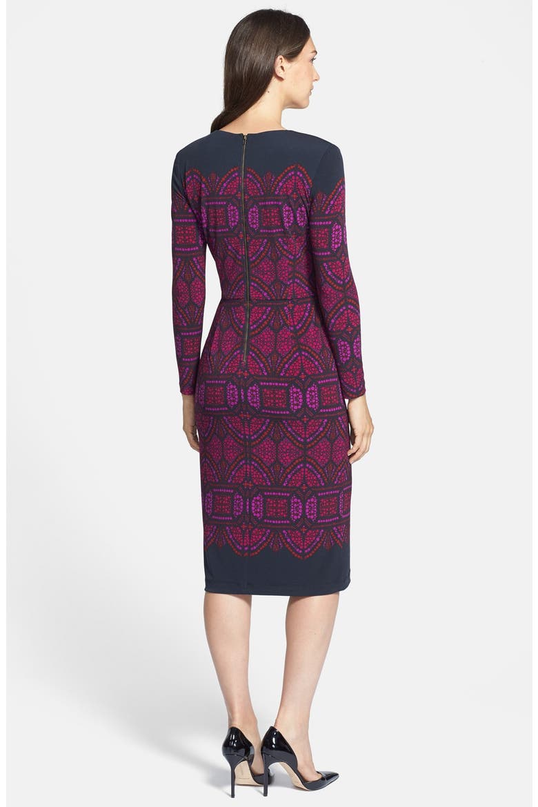 Print Jersey Sheath Dress, Alternate, color, BLACK/ RED WINE