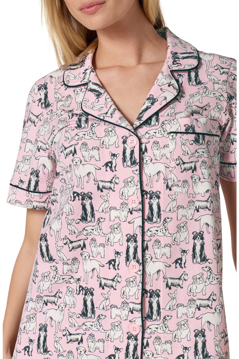 Print Stretch Organic Cotton Jersey Crop Pajamas, Alternate, color, PINK PART OF THE FAM