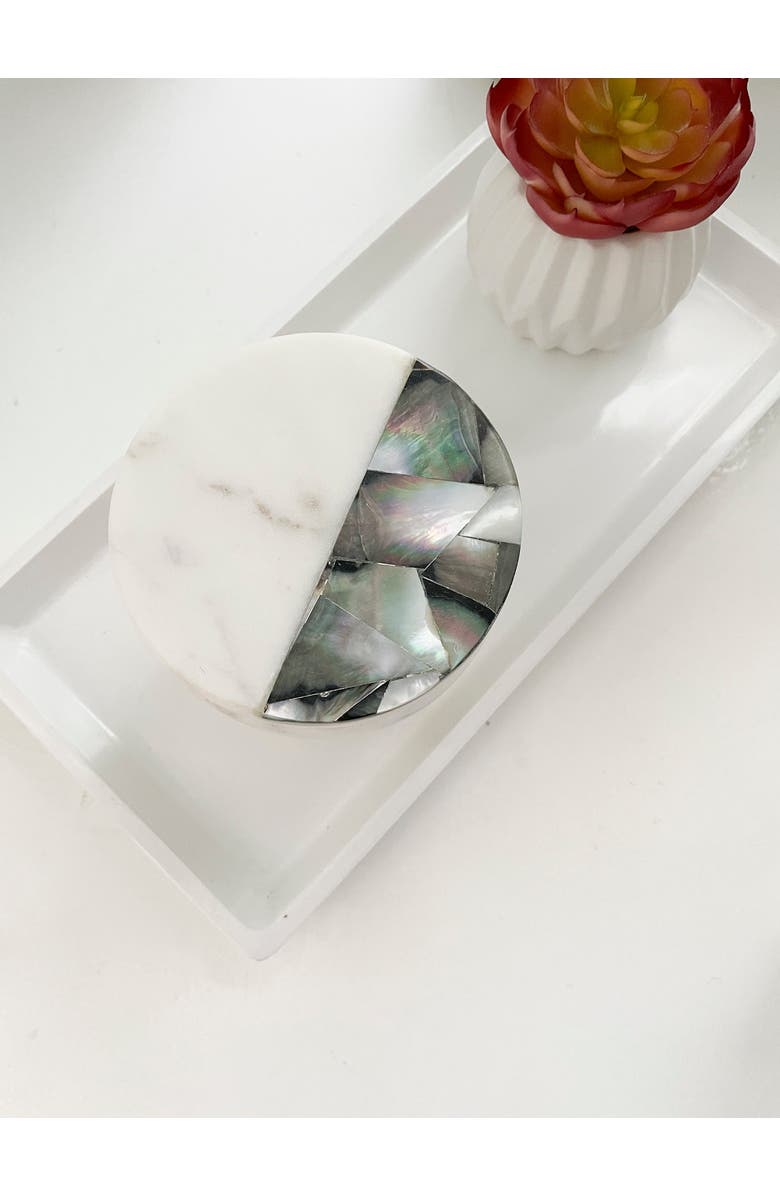 Anaya Grey Mother of Pearl Lavender Candle, Main, color, White