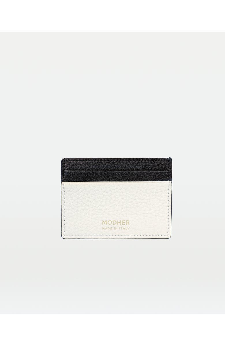 Modher Credit Card Slip In Grained Leather, Main, color, White