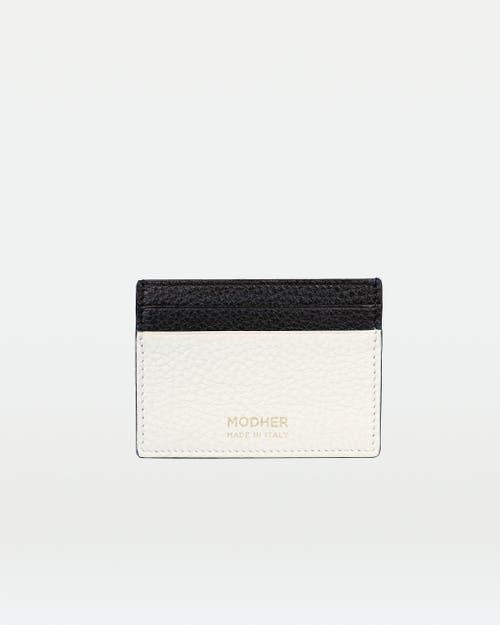 Modher Credit Card Slip In Grained Leather In White