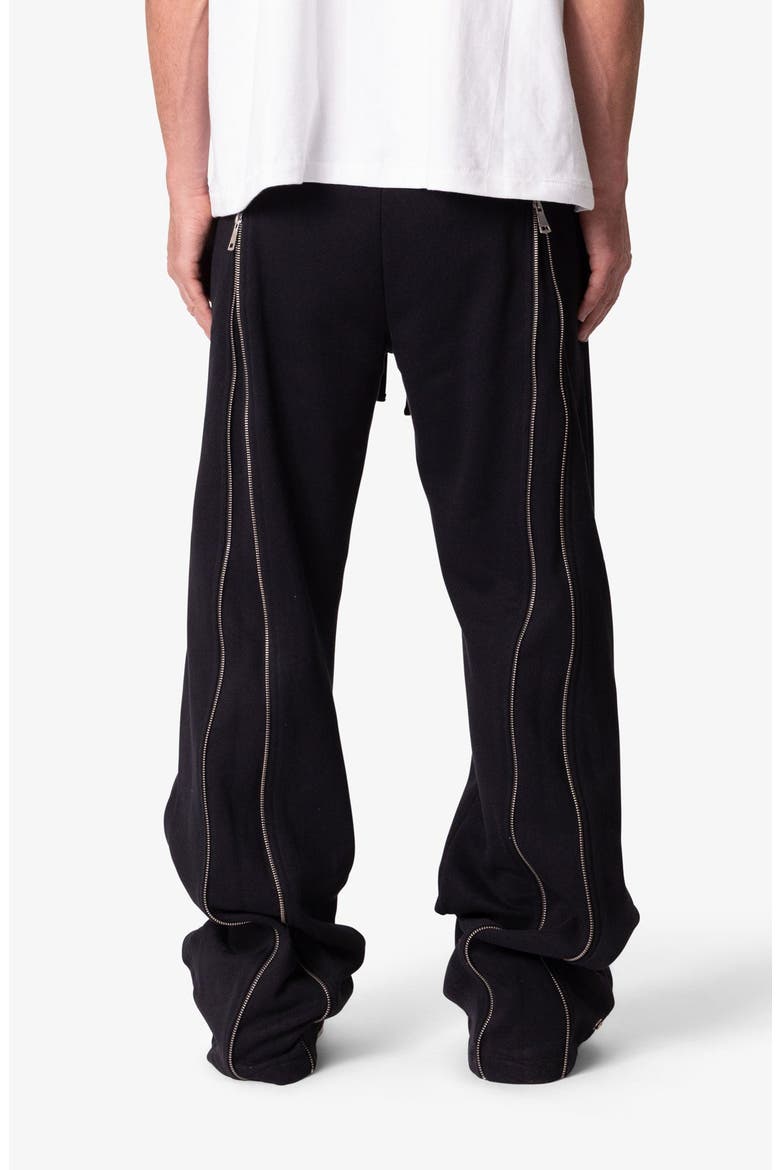 Rivet Zipper Flare Leg Sweatpants, Alternate, color, BLACK
