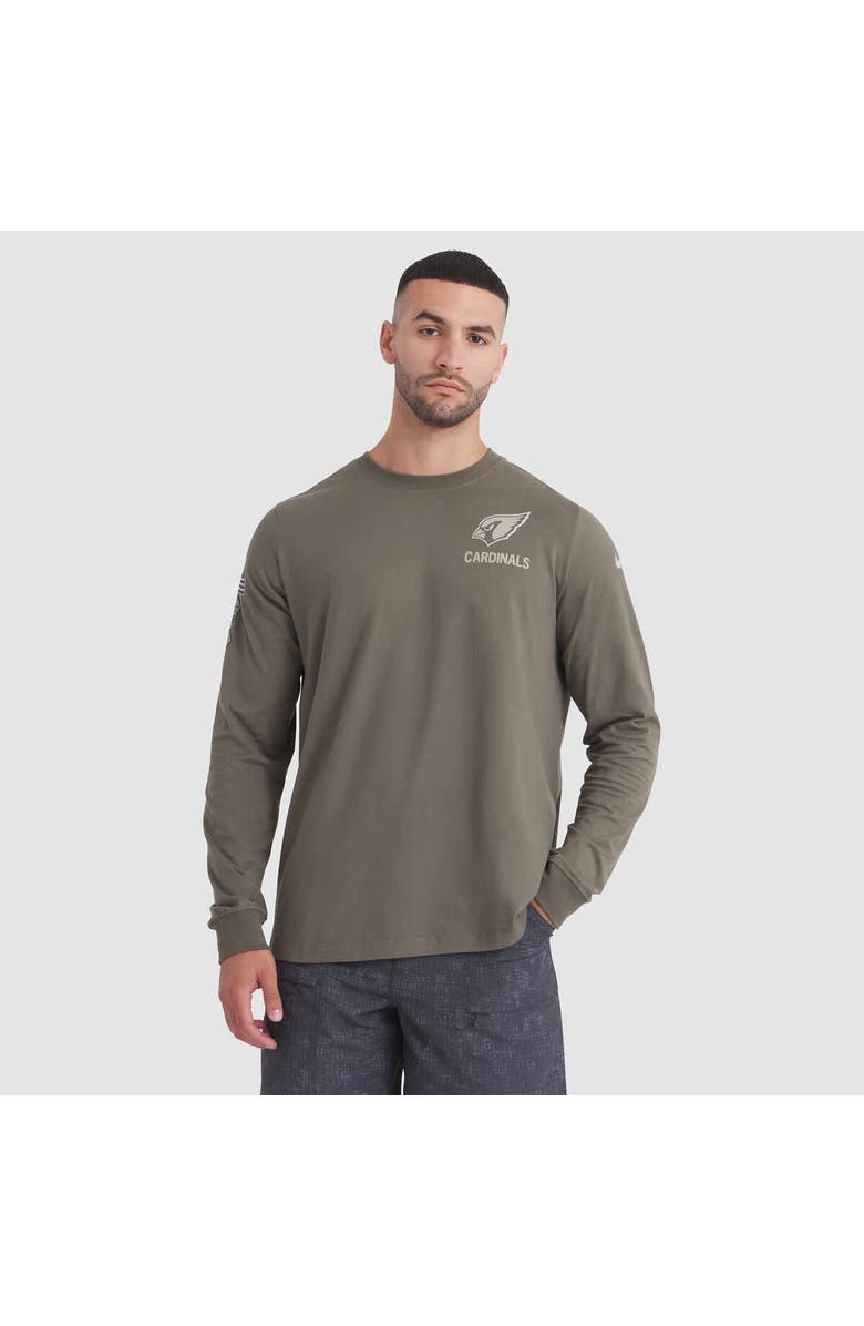 Nike Men's Nike Olive Arizona Cardinals 2025 Salute to Service Sideline Long Sleeve T-Shirt, Main, color, Olive