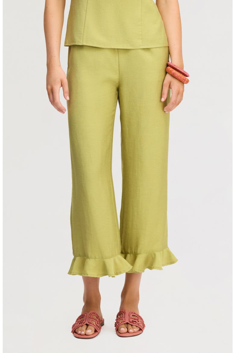 Ruffle Hem Ankle Pants, Alternate, color, COASTAL PALM