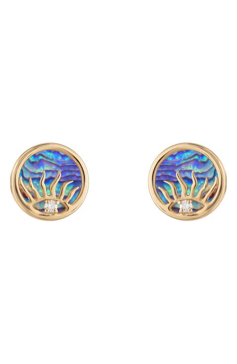 Mother-of-Pearl & Diamond Sunrise Stud Earrings