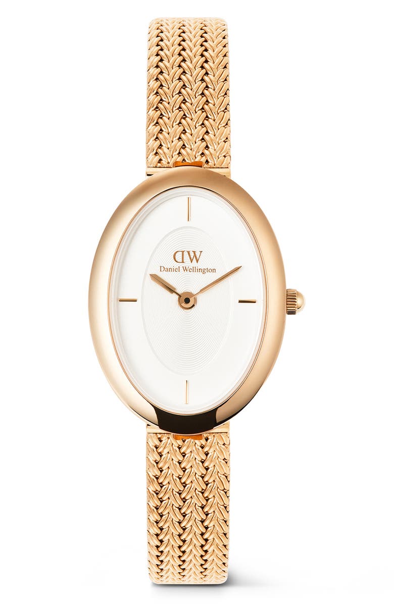 Daniel Wellington Juliette Braided Mesh Strap Watch, 20mm x 26mm, Main, color, Rose Gold