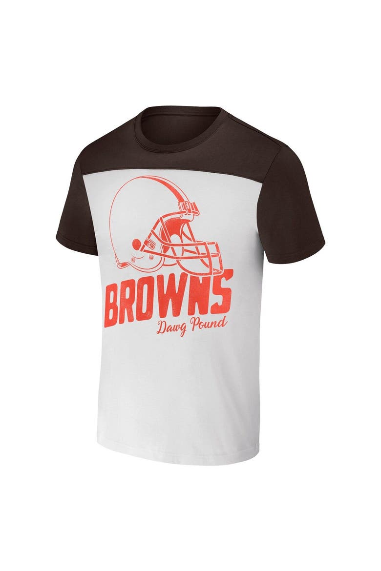 Men's NFL x Darius Rucker Collection by Fanatics White/Brown Cleveland Browns Colorblocked T-Shirt, Alternate, color, White