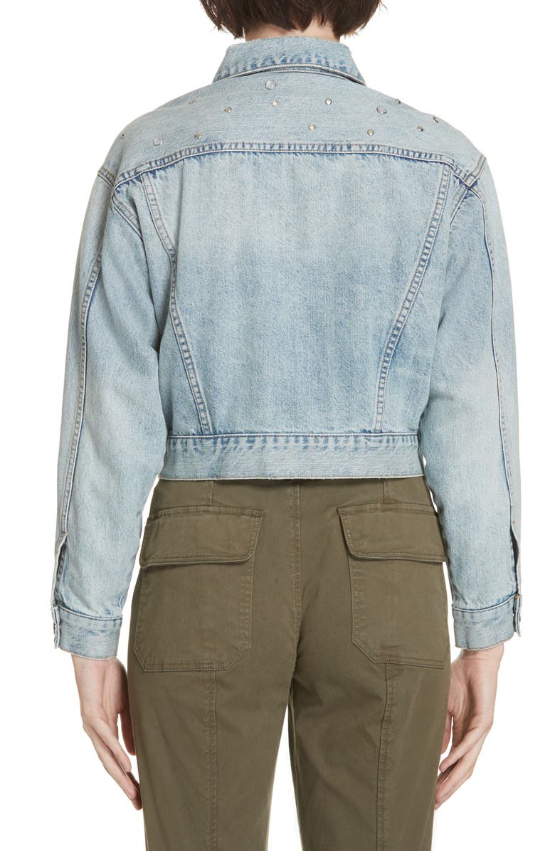 La Vie Rebecca Taylor Embellished Denim Jacket, Alternate, color, 