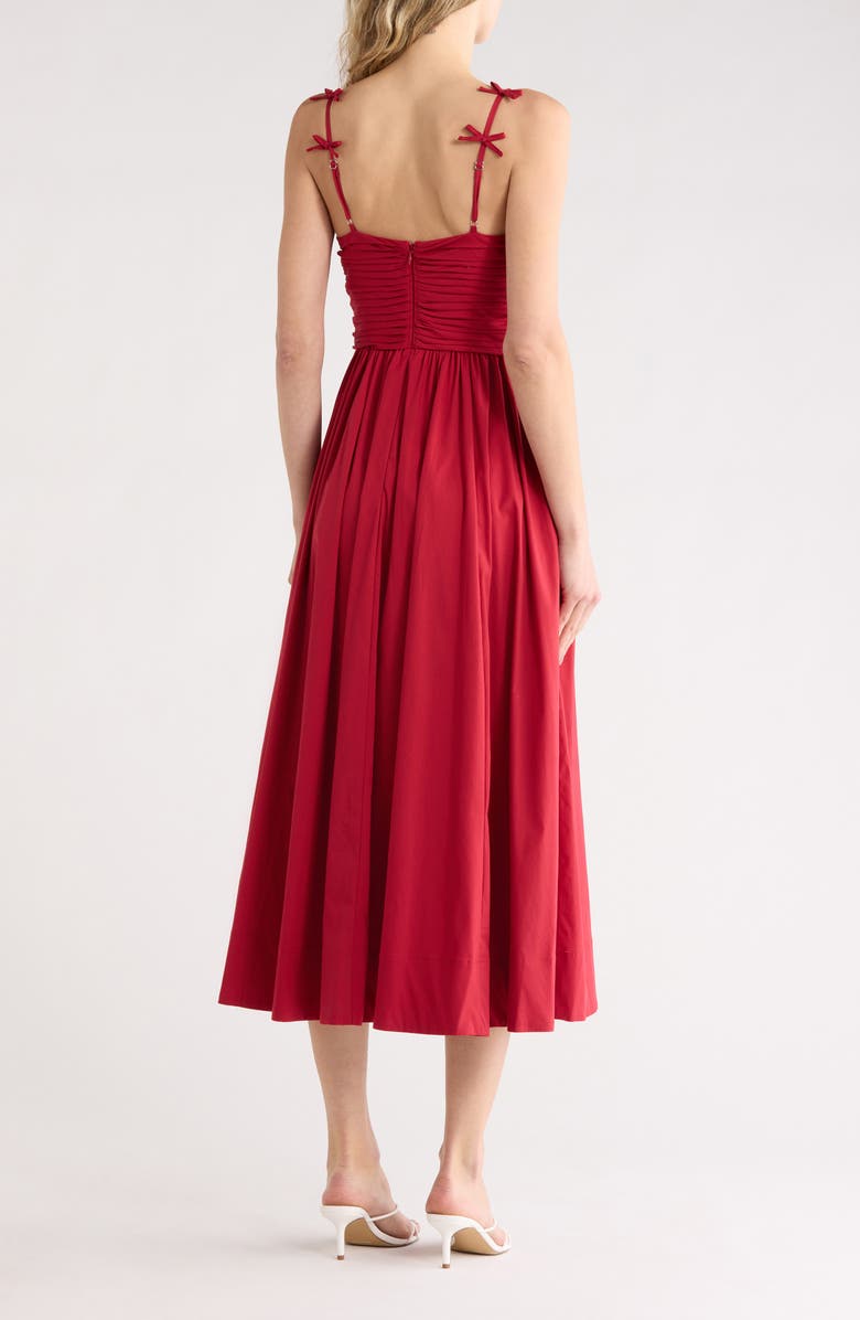 Cinq à Sept Agnes Bow Strap Pleated Fit & Flare Dress, Alternate, color, Cherry Rose