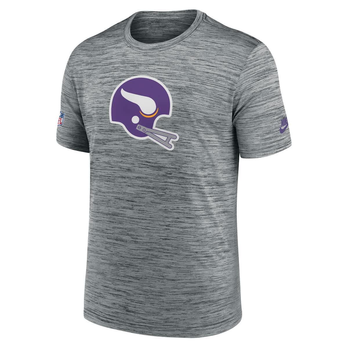 Men's Nike Gray Minnesota Vikings Sideline Velocity Throwback Logo Performance T-Shirt - image 2