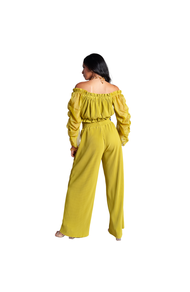 RICHANTEE Off Shoulder Pleated Top, Alternate, color, Lime