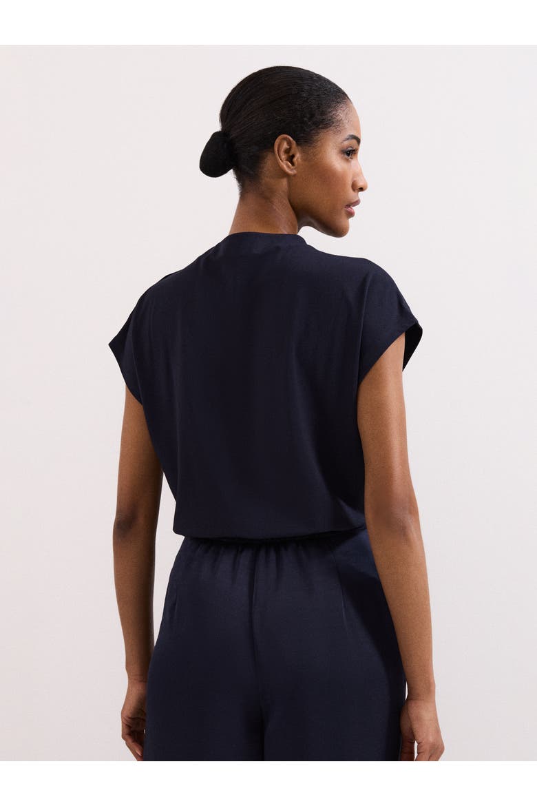 Paige Ruched Shoulder Hardware Ponte Top, Alternate, color, Navy