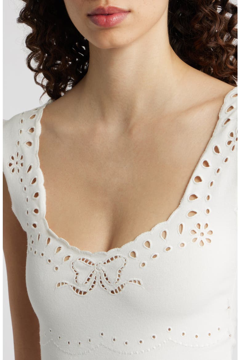 Elka Eyelet Sleeveless Minidress, Alternate, color, WHITE VANILLA