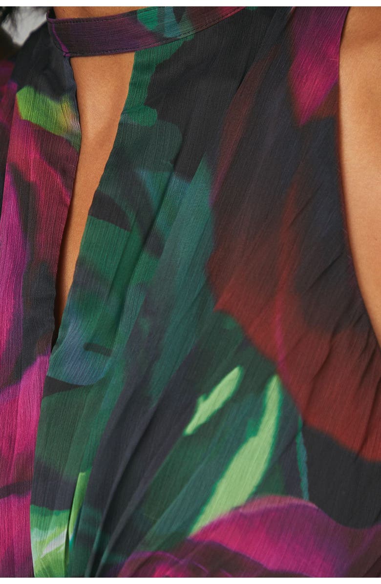 Wallis Floral Print Pleated Maxi Dress, Alternate, color, Black