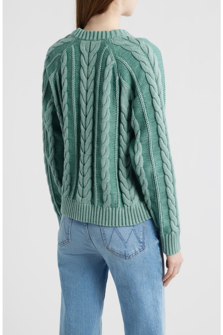 Cable Cotton Cardigan, Alternate, color, TEAL BLUE