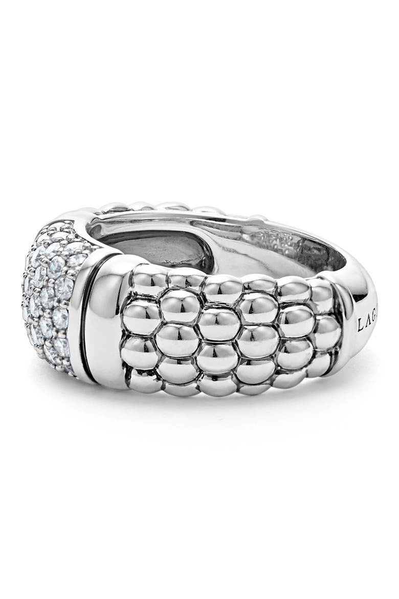 Signature Caviar Pavé Diamond Ring, Alternate, color, SILVER DIAMOND