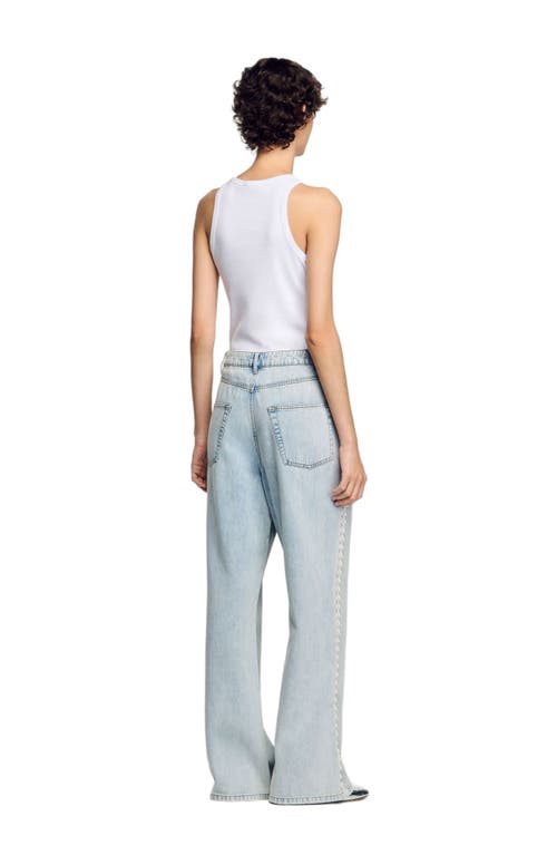 Sandro Beaded Jeans In Light Bu Jean