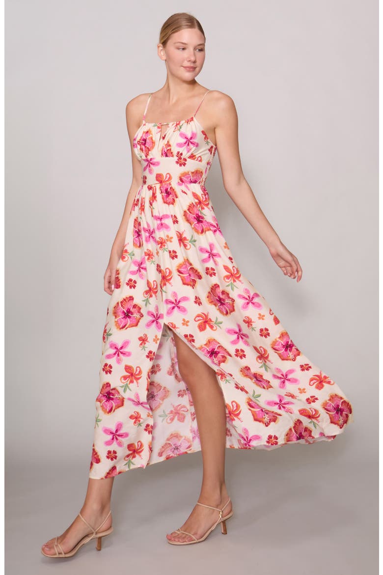 Floral Print Sleeveless Maxi Dress, Alternate, color, IVORY MULTI