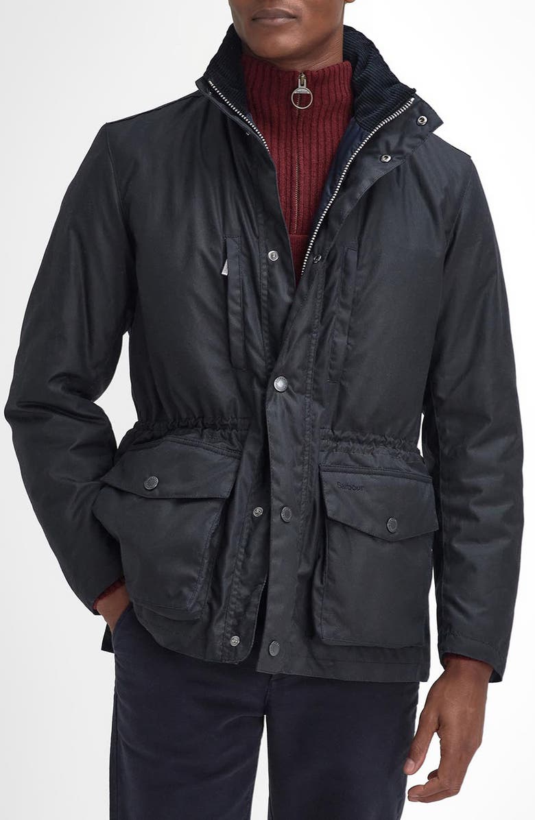 Barbour Falstone Waxed Cotton Jacket, Main, color, 