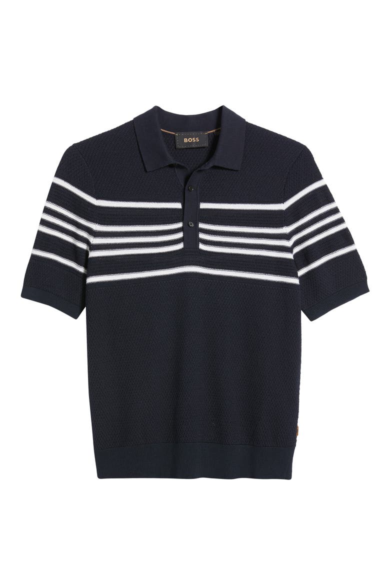 Jiuseppe Silk & Cotton Polo, Alternate, color, DARK BLUE