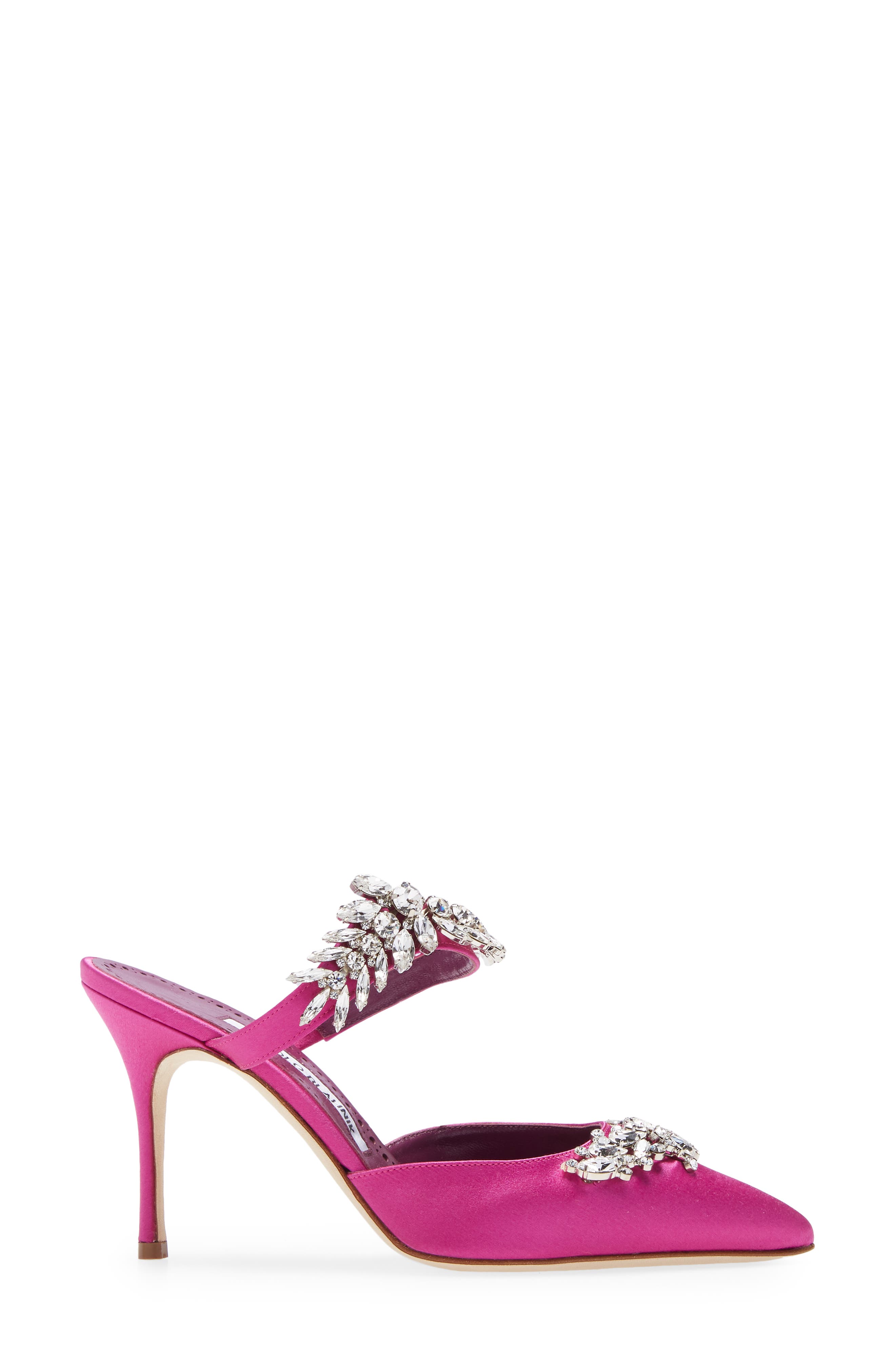 Manolo Blahnik Lurum Crystal Leaf Pointed Toe Mule, Alternate, color, 